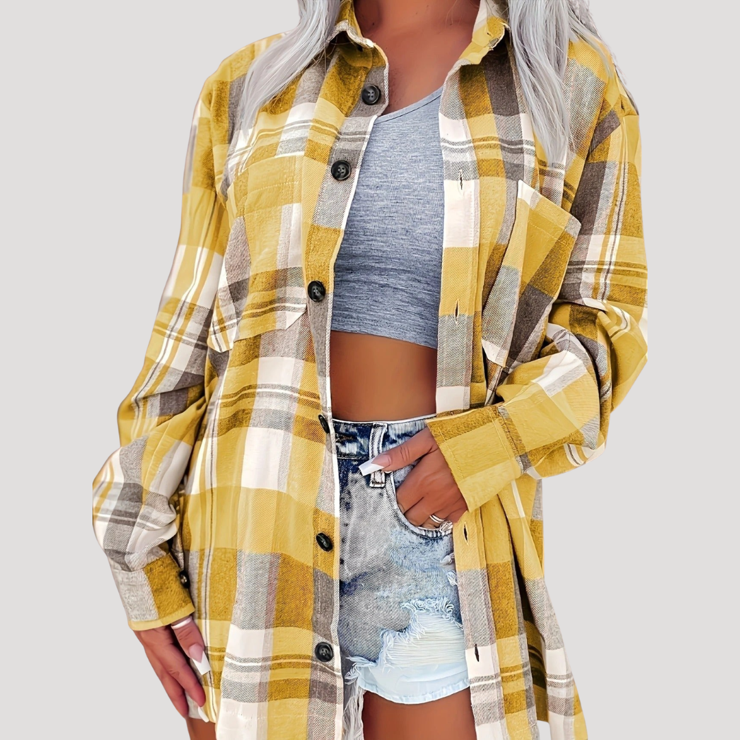 Casual geruite blouse met knopen