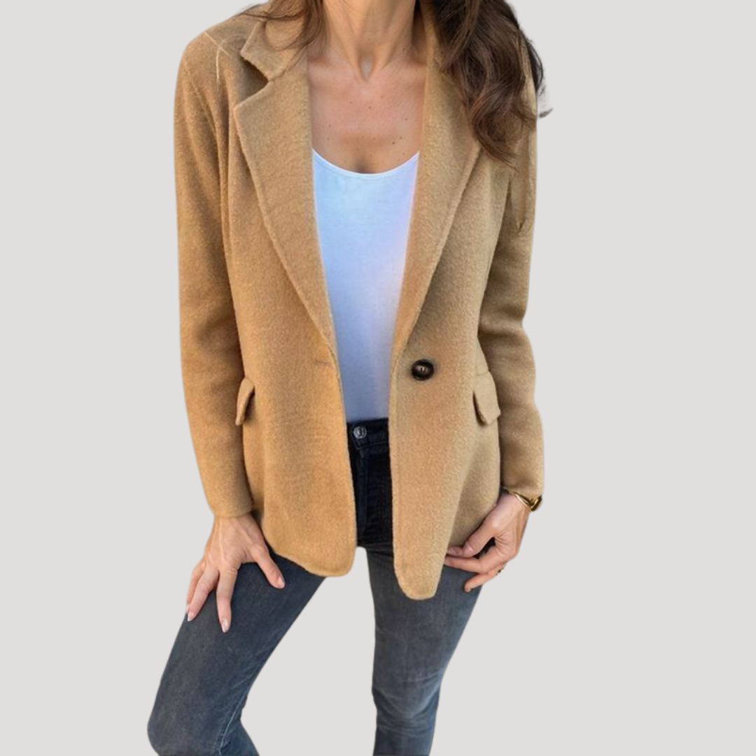 Lange blazer met enkele knoopsluiting