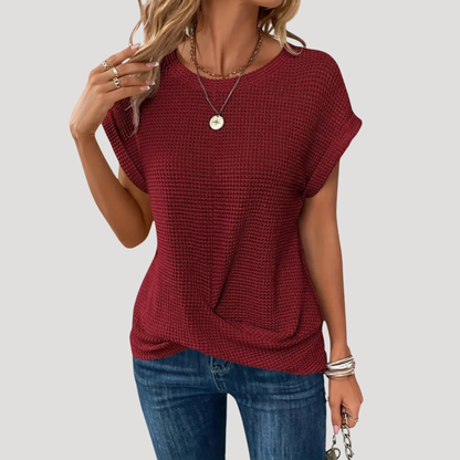 Blouse met ronde hals en korte mouwen