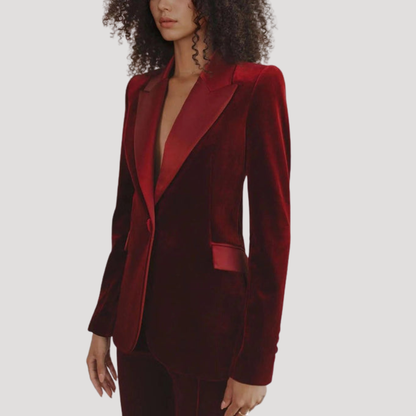 Set met slim fit blazer en wijd uitlopende broek