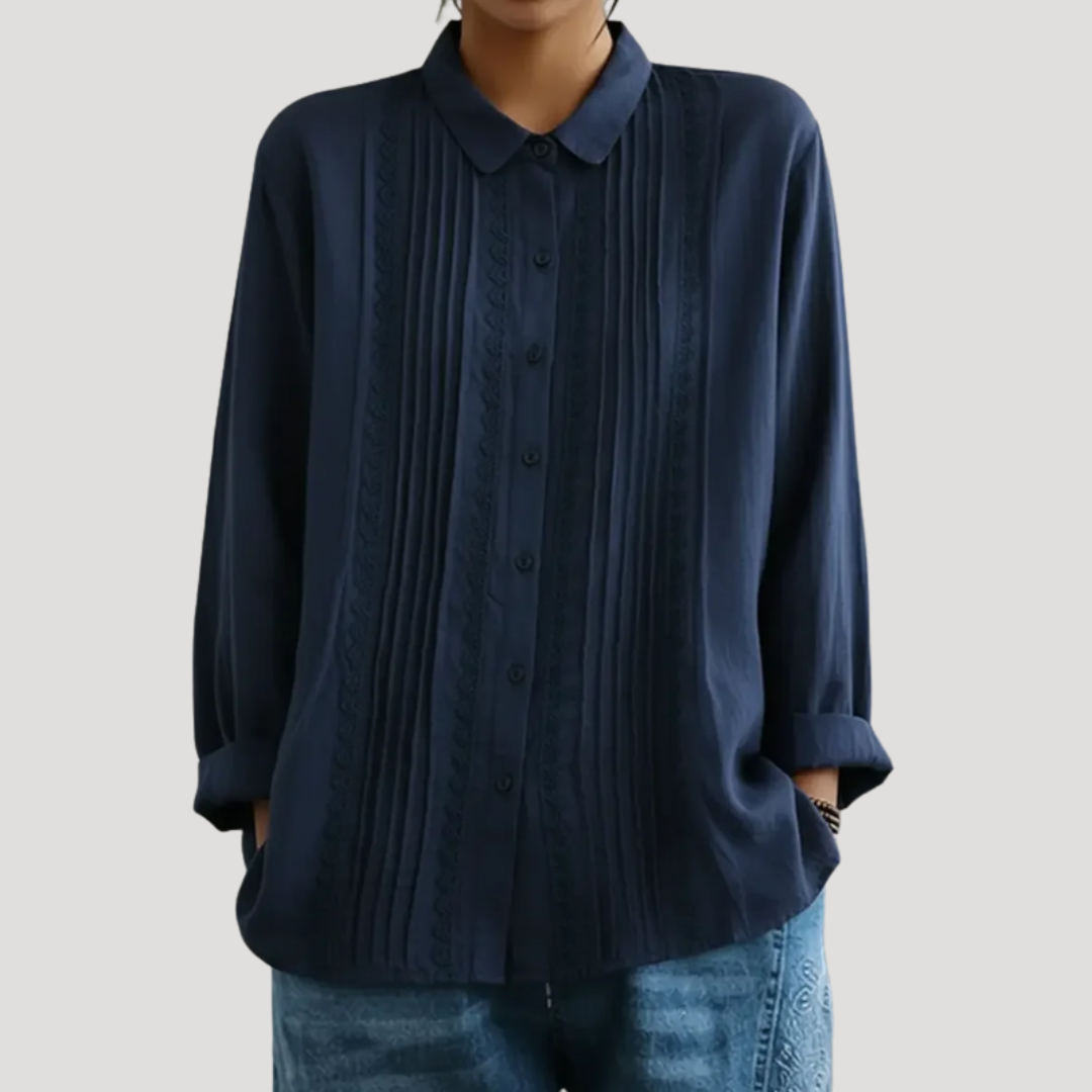 Elegante blouse met kanten inzetten