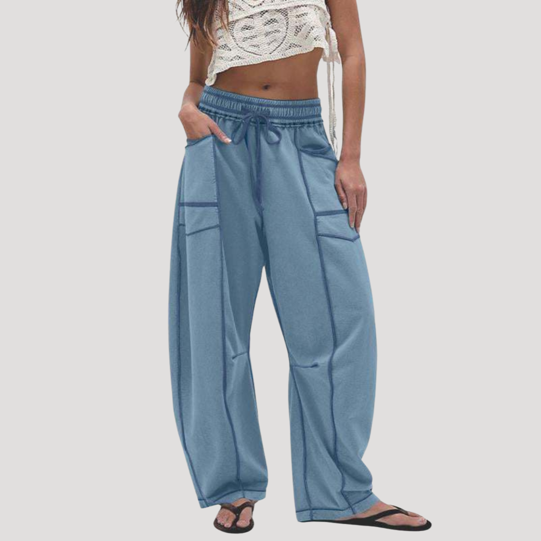 Ruime, lichte cargobroek met elastische taille