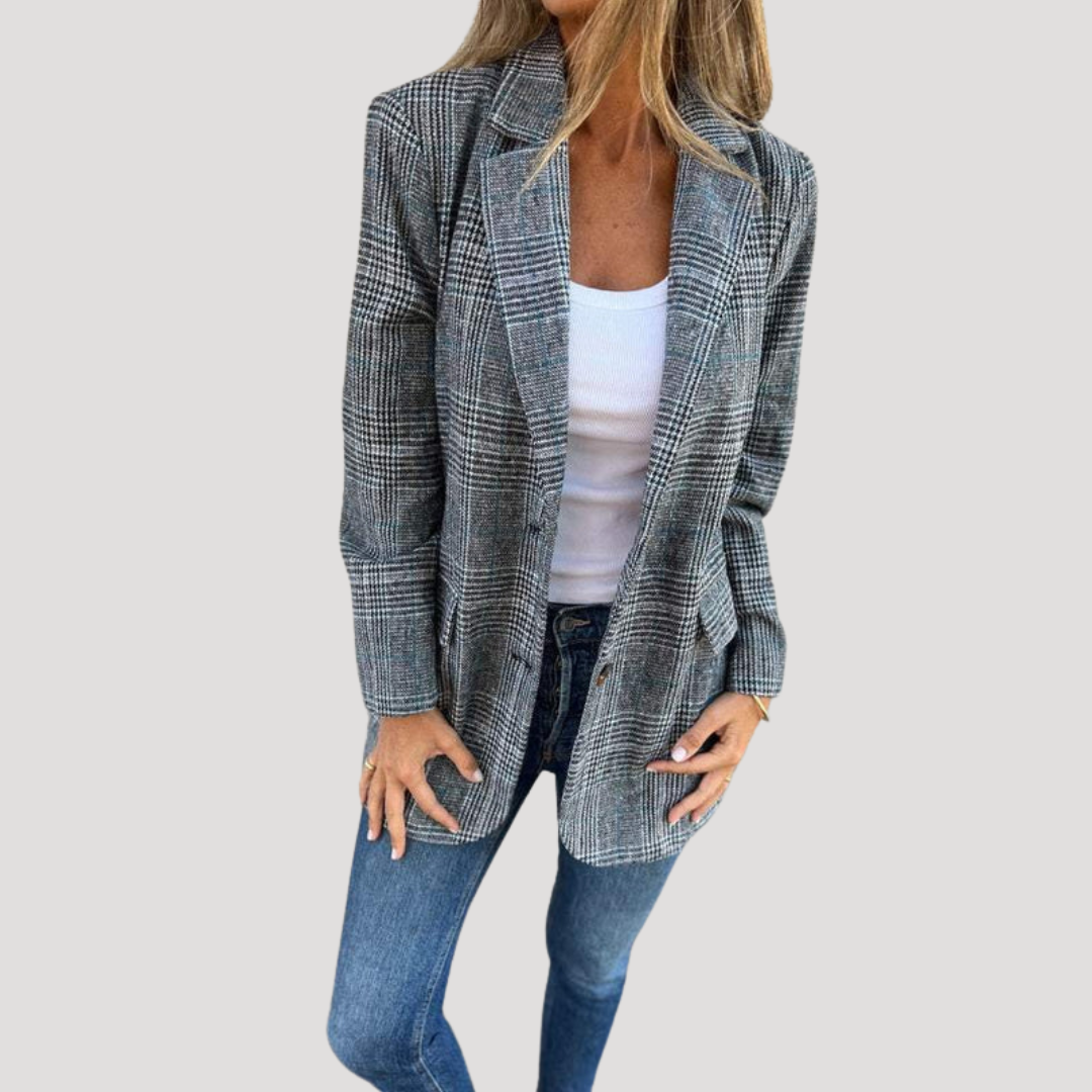 Geruite blazer met revers