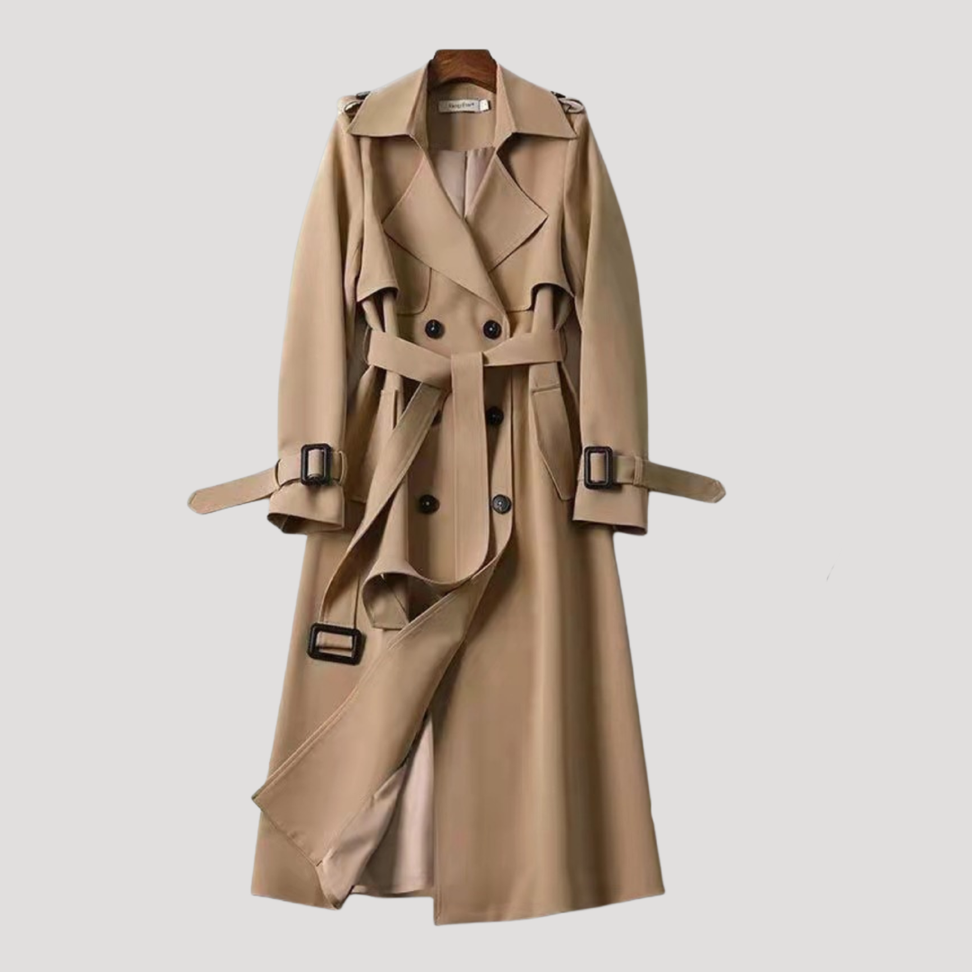 Lange trenchcoat met ceintuur en double-breasted sluiting