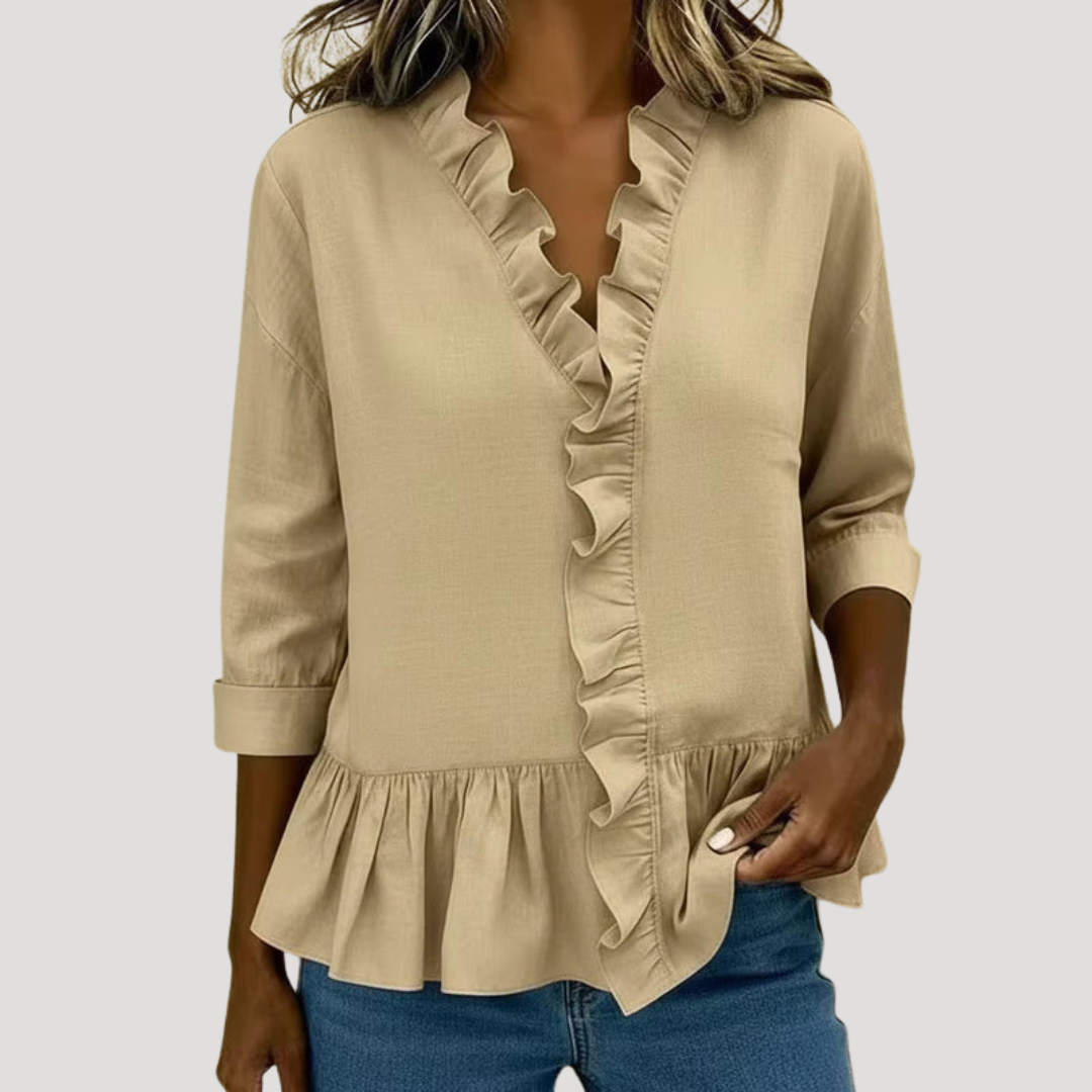 Bohemian blouse met volants en lange mouwen