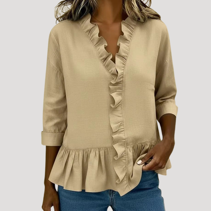 Bohemian blouse met volants en lange mouwen