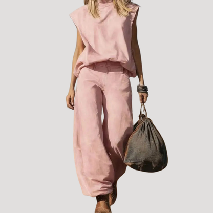 Set met mouwloze top en wijde broek