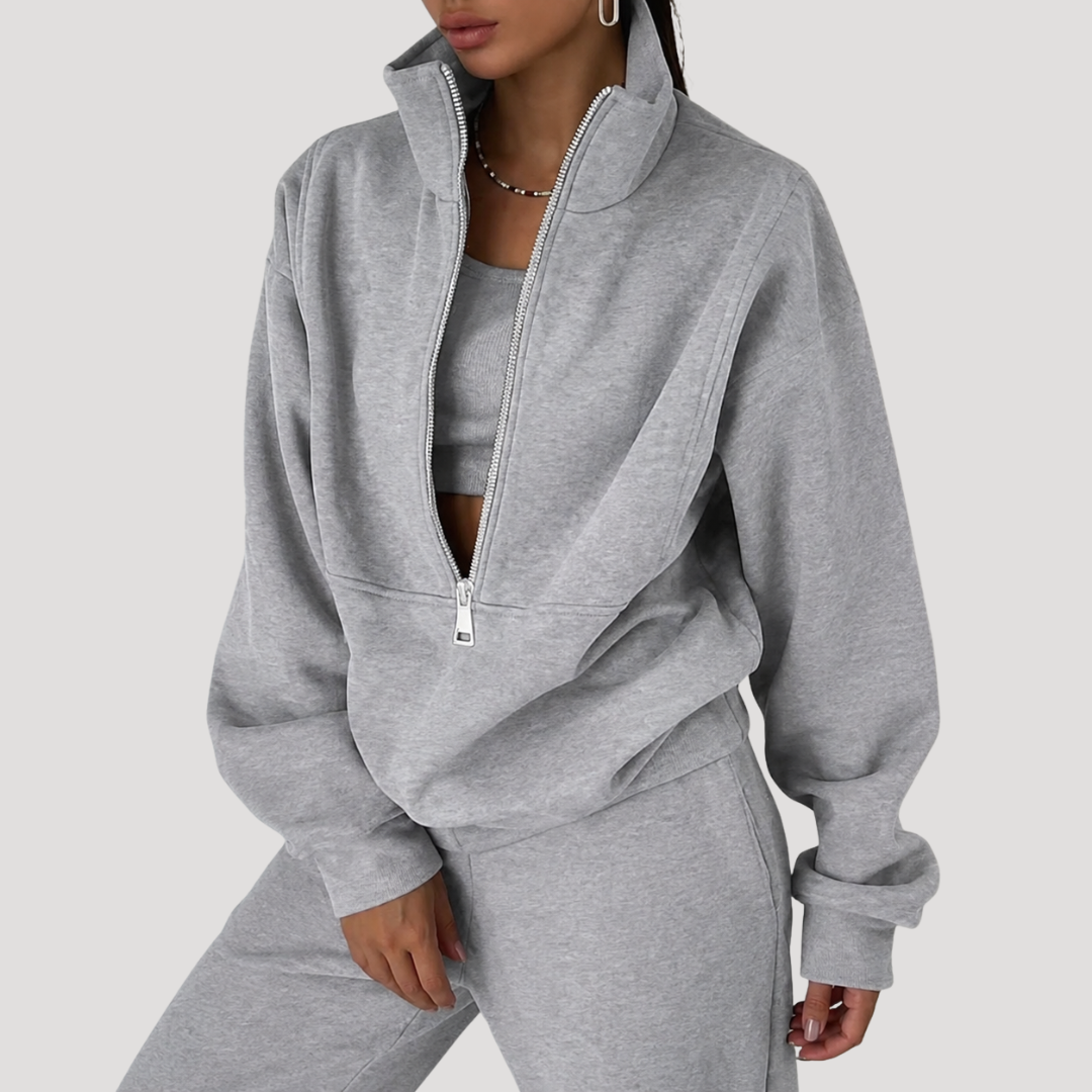 Sweaterset met halve rits en broek