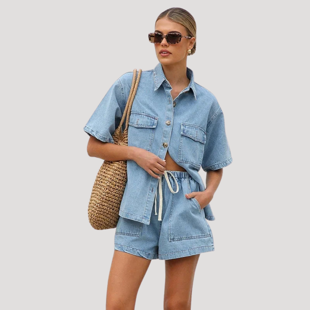 Korte set in denimlook voor de zomer