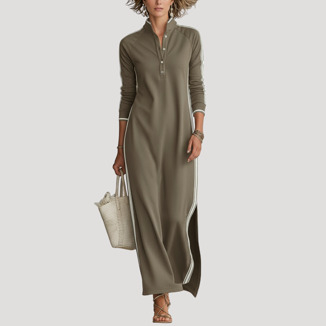 Maxi-jurk met lange mouwen en split