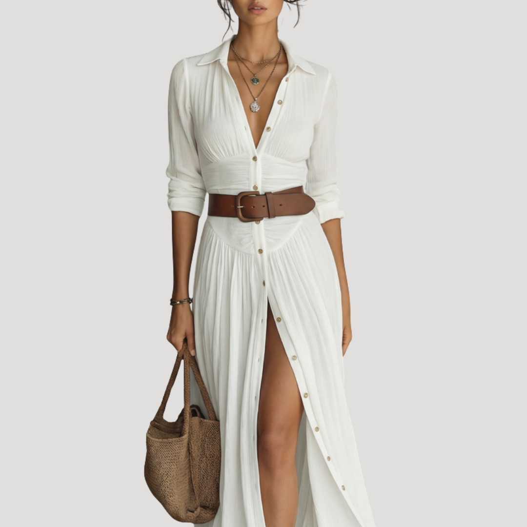 Lange blousejurk met knopen