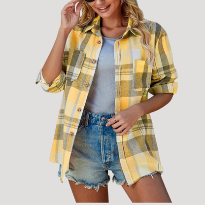 Casual geruite blouse met knopen