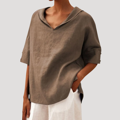 Ruimvallende blouse met korte mouwen
