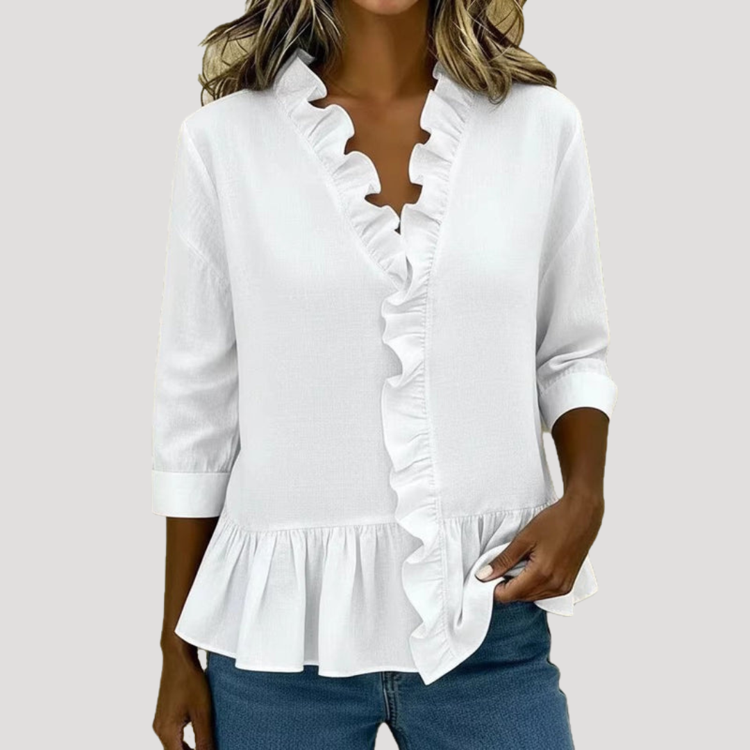 Bohemian blouse met volants en lange mouwen