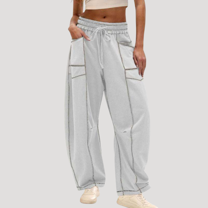 Ruime, lichte cargobroek met elastische taille