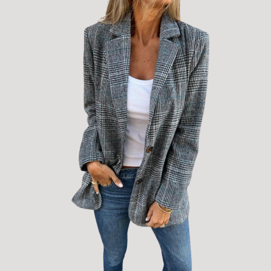 Geruite blazer met revers