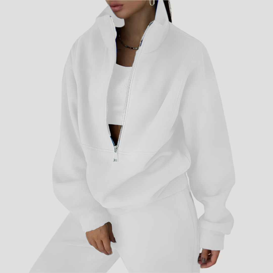 Sweaterset met halve rits en broek