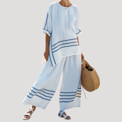 Luchtige set met wijde broek en lange tuniek