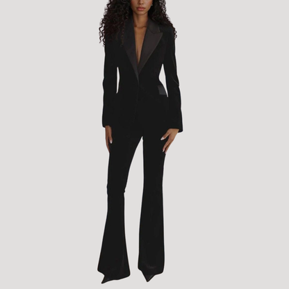 Set met slim fit blazer en wijd uitlopende broek