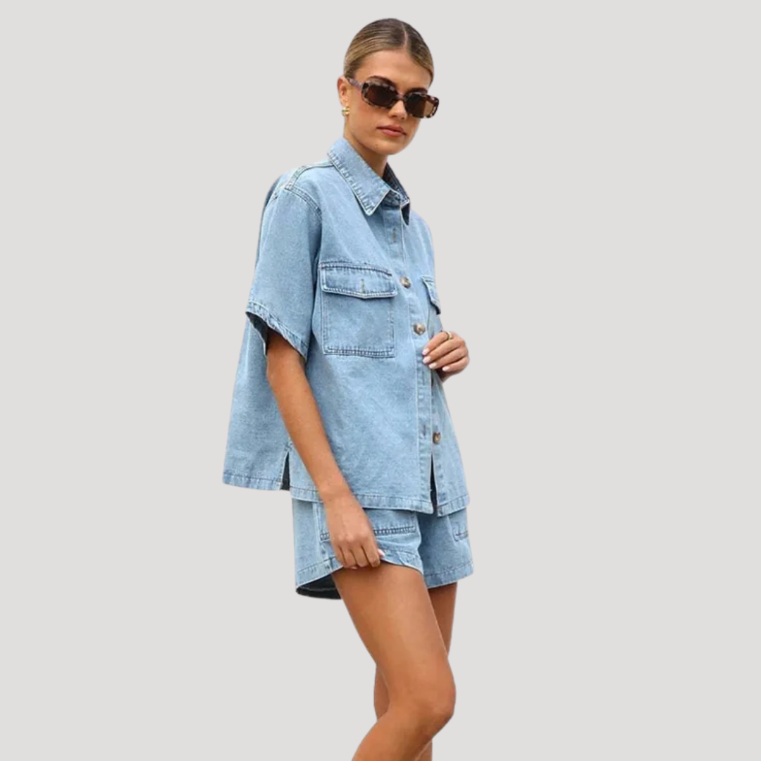 Korte set in denimlook voor de zomer