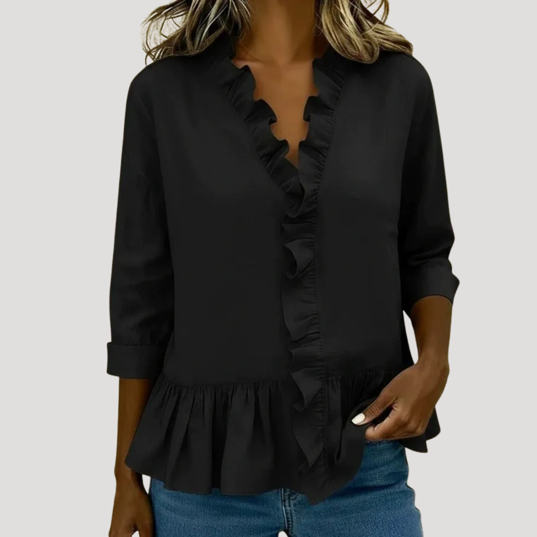Bohemian blouse met volants en lange mouwen