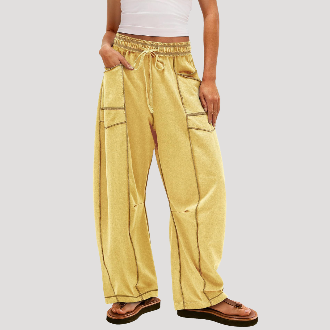 Ruime, lichte cargobroek met elastische taille