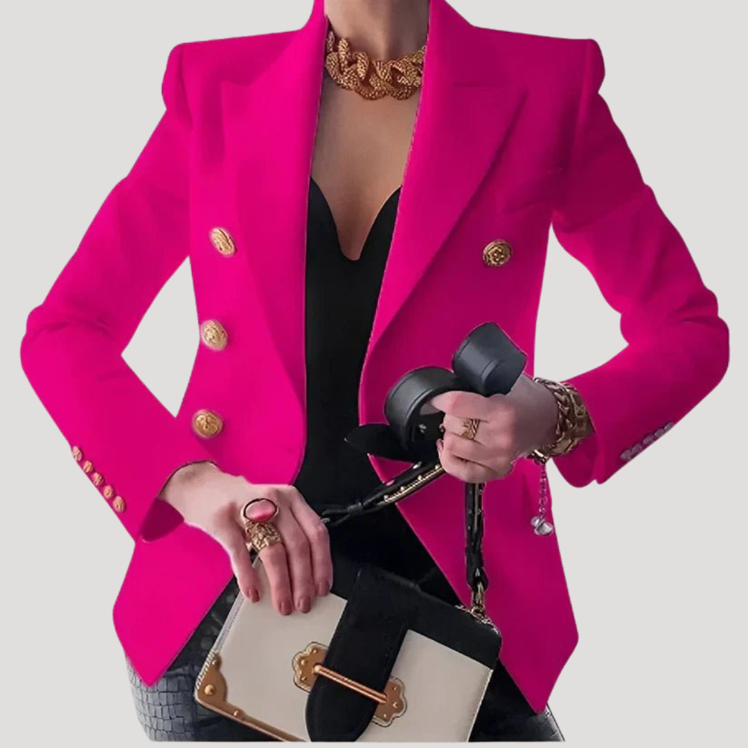 Chique double-breasted blazer met gouden knopen