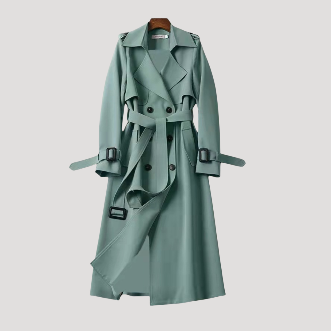 Lange trenchcoat met ceintuur en double-breasted sluiting