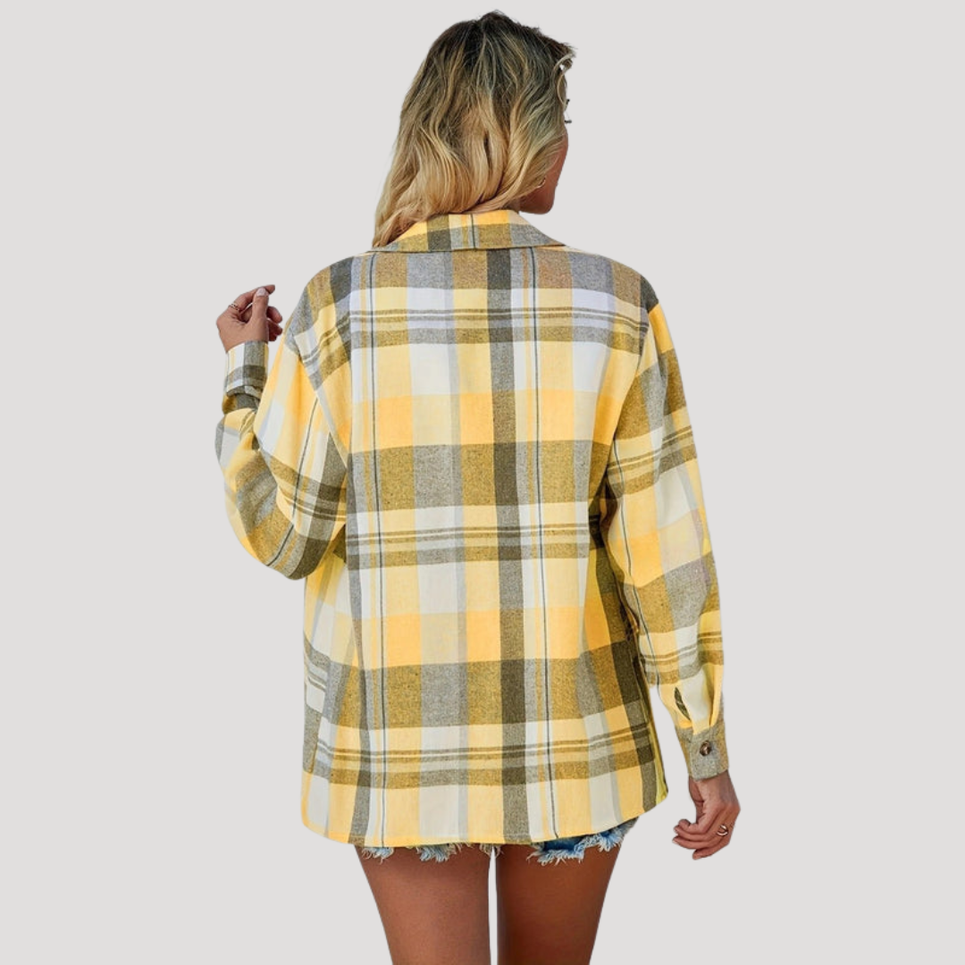 Casual geruite blouse met knopen
