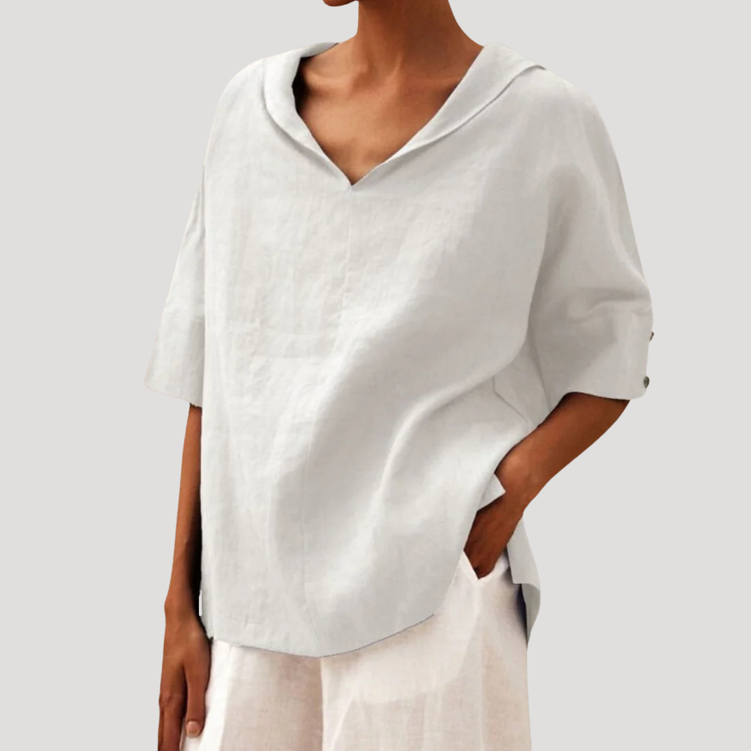 Ruimvallende blouse met korte mouwen