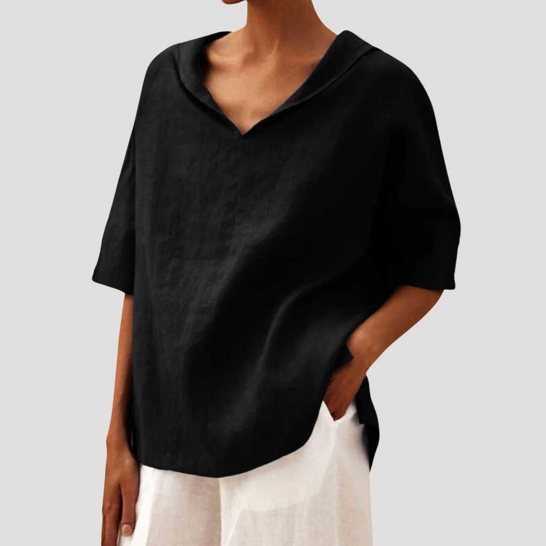 Ruimvallende blouse met korte mouwen
