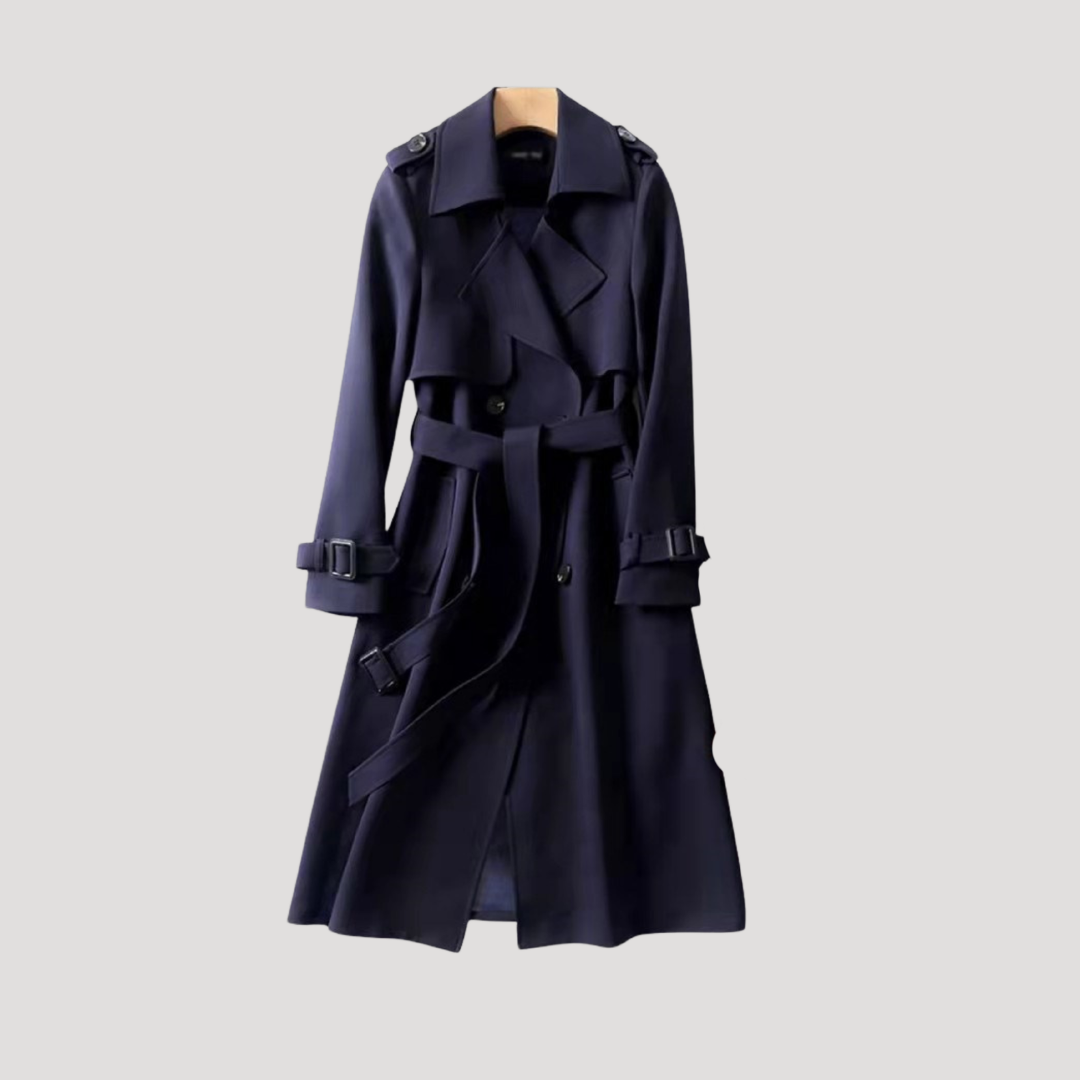 Lange trenchcoat met ceintuur en double-breasted sluiting