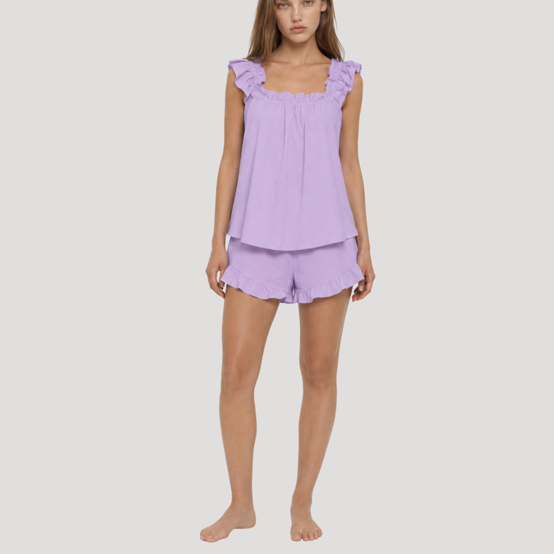 Set met top met ruches en korte broek
