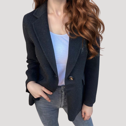 Lange blazer met enkele knoopsluiting