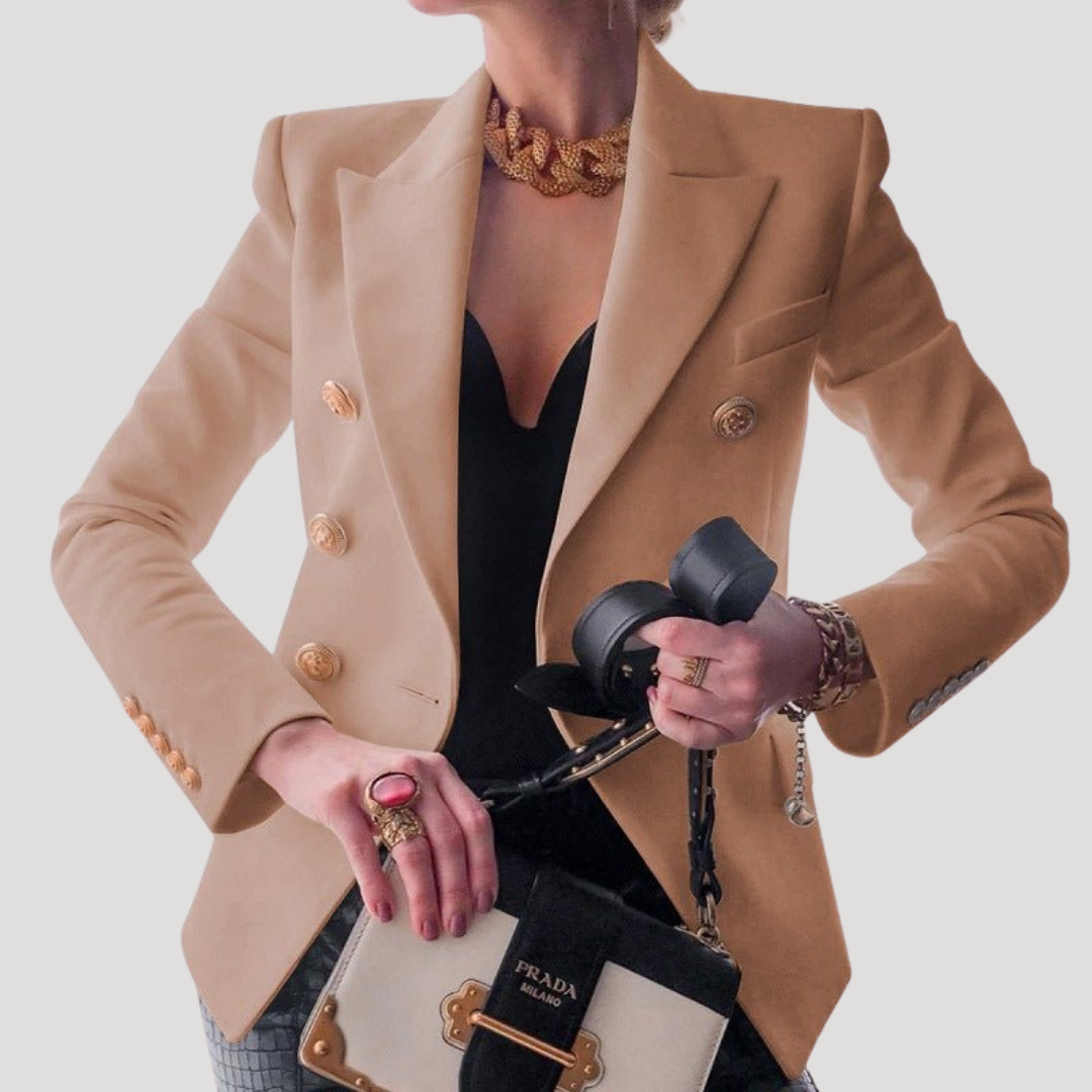 Chique double-breasted blazer met gouden knopen