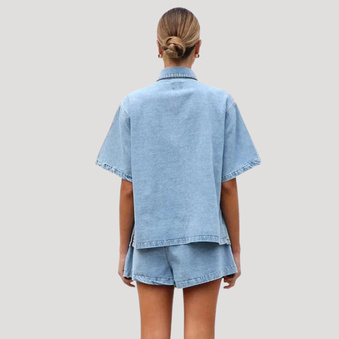 Korte set in denimlook voor de zomer