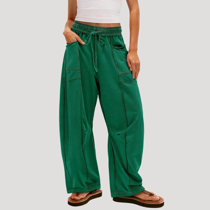Ruime, lichte cargobroek met elastische taille