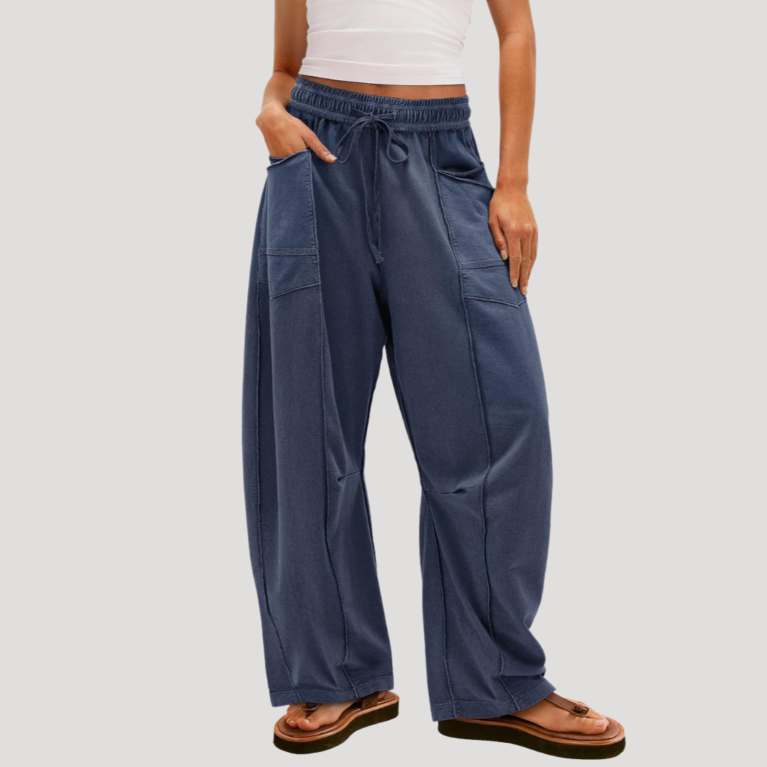 Ruime, lichte cargobroek met elastische taille