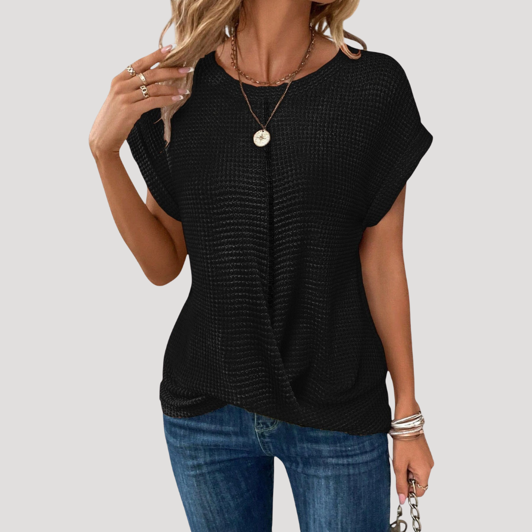 Blouse met ronde hals en korte mouwen