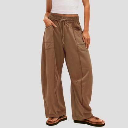 Ruime, lichte cargobroek met elastische taille