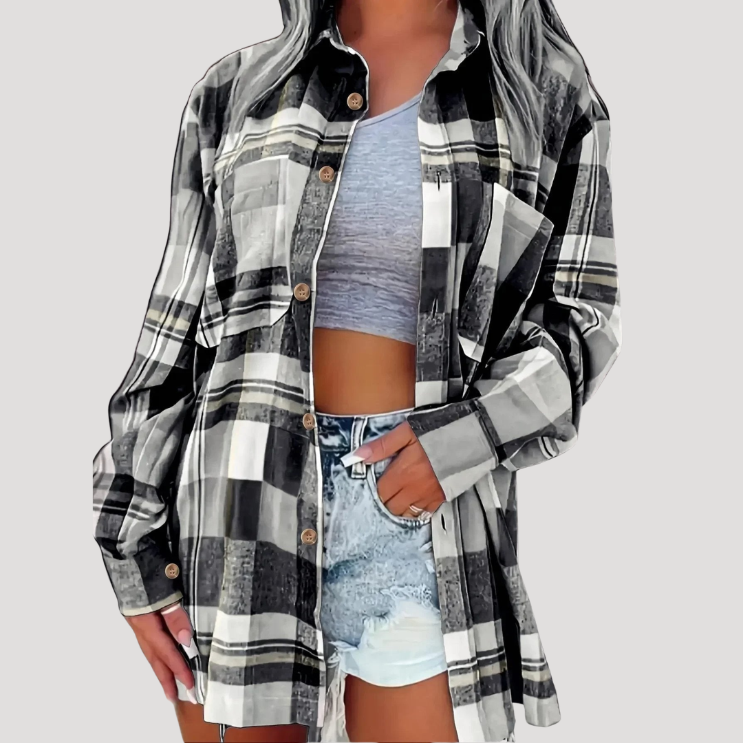 Casual geruite blouse met knopen