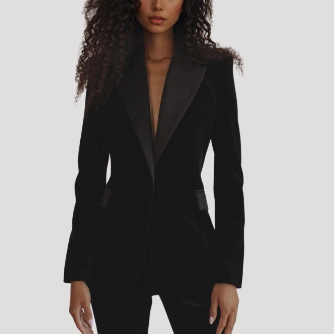 Set met slim fit blazer en wijd uitlopende broek