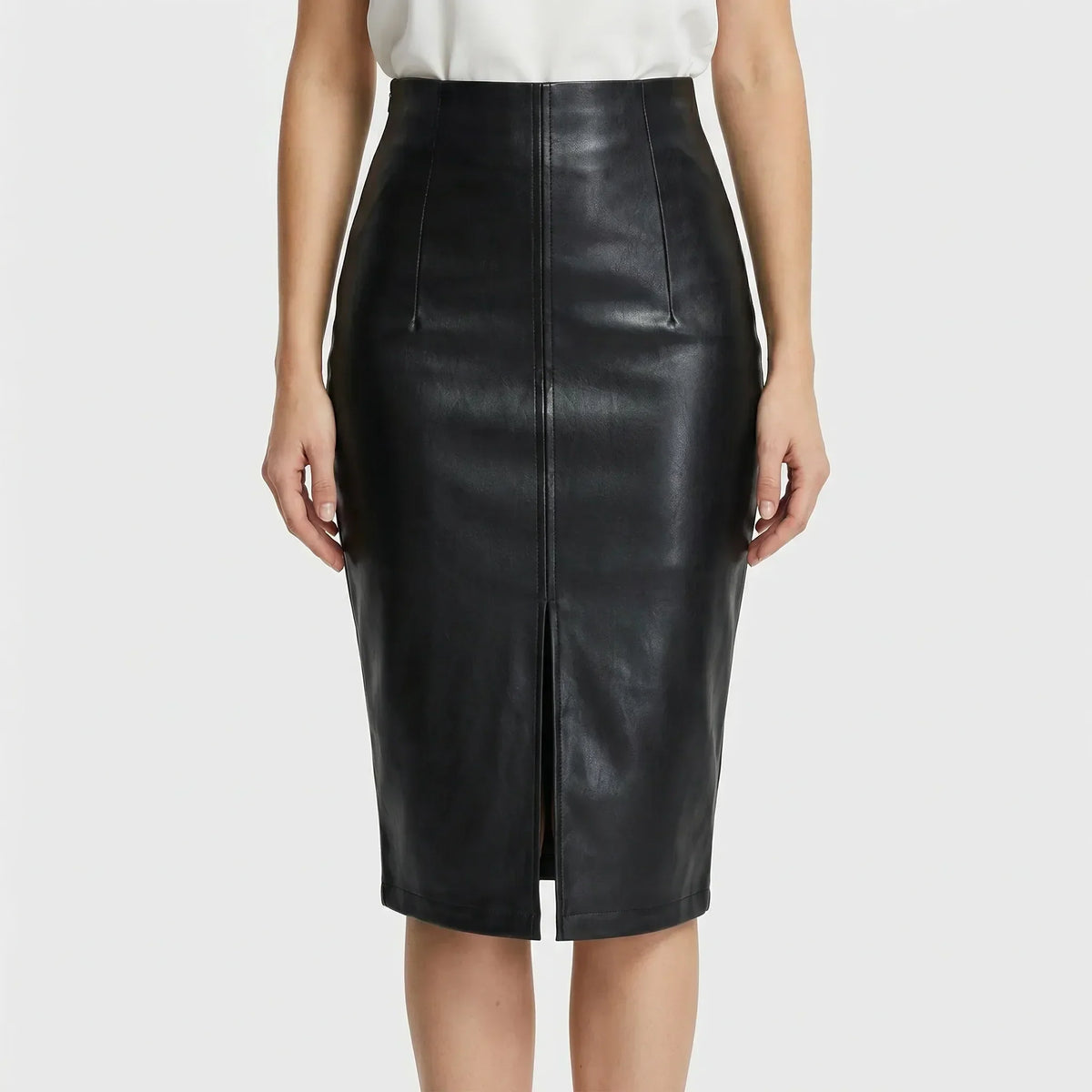 Rechte rok met hoge taille en split