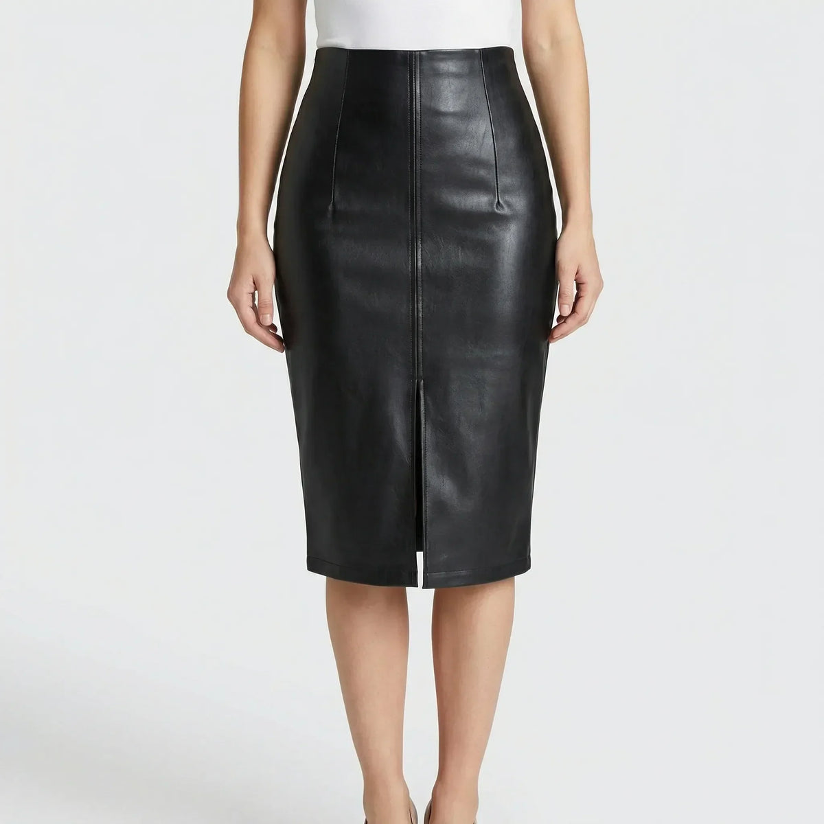 Rechte rok met hoge taille en split