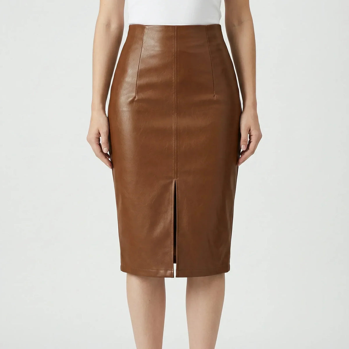 Rechte rok met hoge taille en split