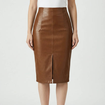 Rechte rok met hoge taille en split
