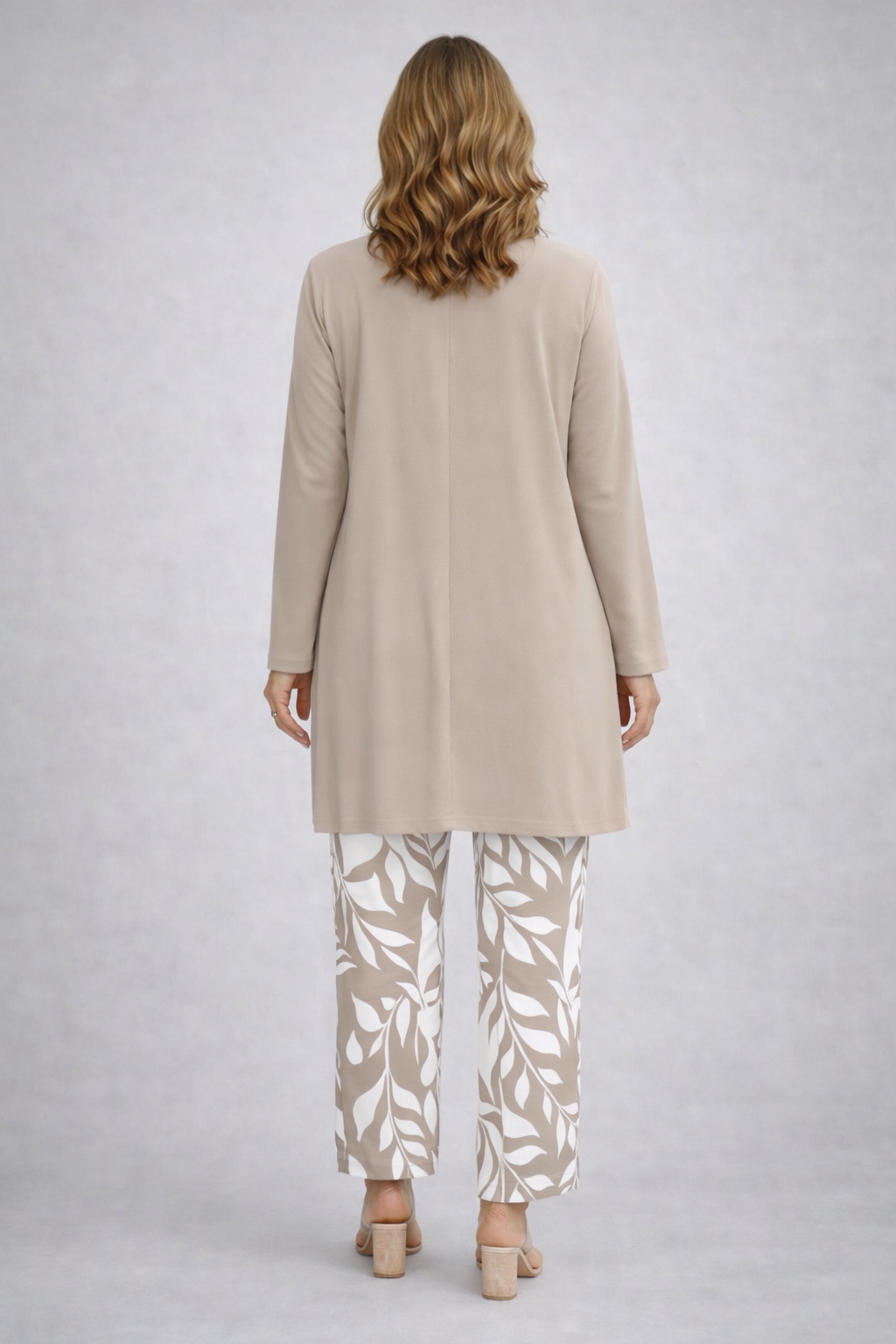 Driedelige set met broek met bladprint