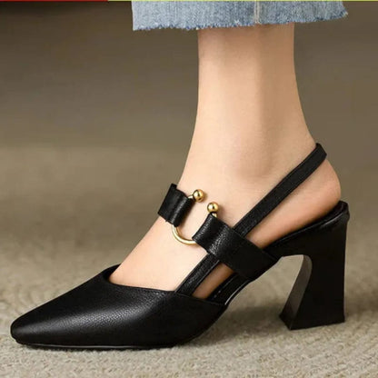 Slingback pumps met blokhak