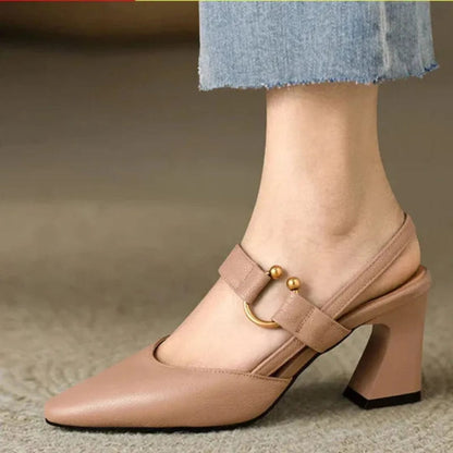 Slingback pumps met blokhak