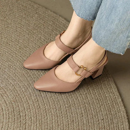 Slingback pumps met blokhak